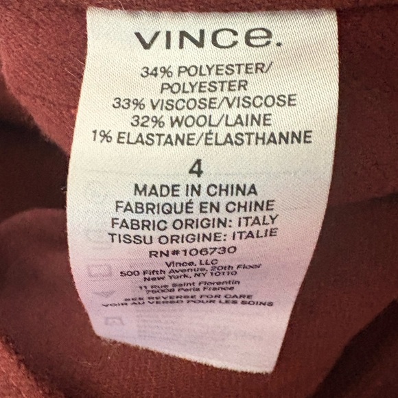 Vince Raver Wool Flannel Maroon Pants - Picture 11 of 14